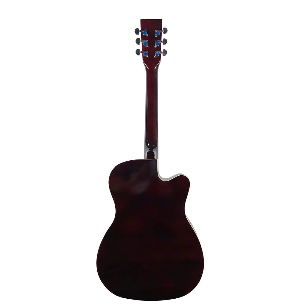 Henrix 38C 38 Inch Cutaway Acoustic Guitar with Dual Action Truss Rod, Gigbag, Picks, String Set, Strap, Cloth & Ebook - Standard / Natural / Right Handed - Image 3